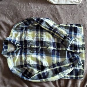 American Eagle Yellow and Blue Cotton Flannel XS, LIKE NEW